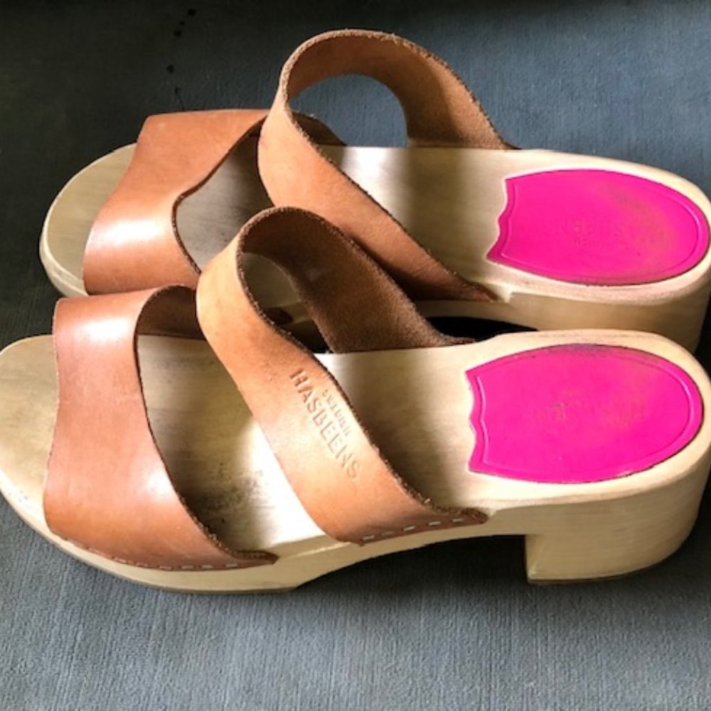 Swedish Hasbeens Leather slide sandal